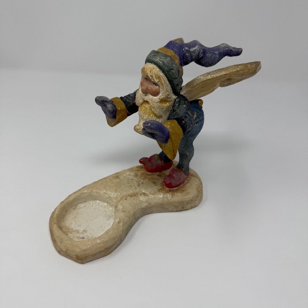 House of Hatten Pixie Elf‎ Santa Claus Vintage Denise Calla Signed Candle holder